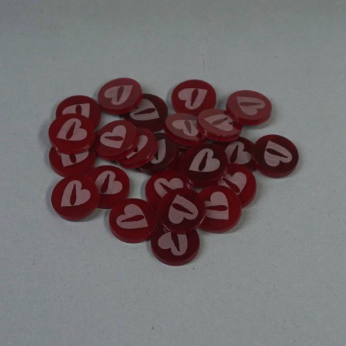 Color: ACRYL - red trans; Token's size: 20 mm; Amount of tokens: 25
