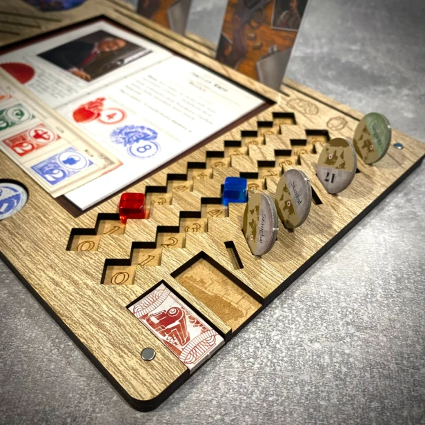Plansza Gracza do Eldritch Horror, HDF Dąb Sonoma, zbliżenie 01.webp